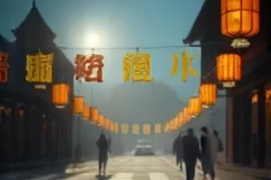 雨夜审讯室里一盏吊灯与两把旧椅